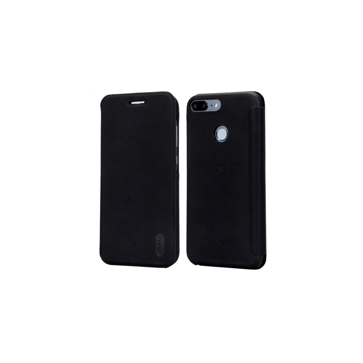 Funda Piel Flip Negra Marca Lenuo para Huawei Honor 9 Lite
