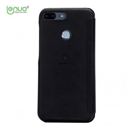 Funda Piel Flip Negra Marca Lenuo para Huawei Honor 9 Lite