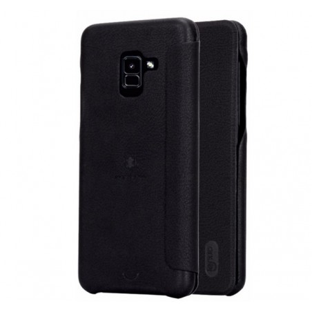 Funda Piel Flip Negra Marca Lenuo para Samsung Galaxy A8 (2018)
