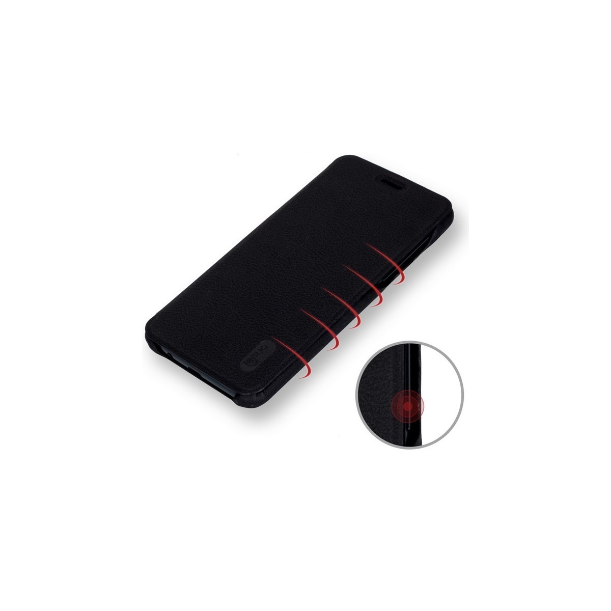 Funda Piel Flip Negra Marca Lenuo para Samsung Galaxy A8 (2018)