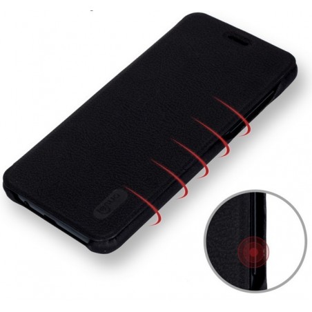 Funda Piel Flip Negra Marca Lenuo para Samsung Galaxy A8 (2018)