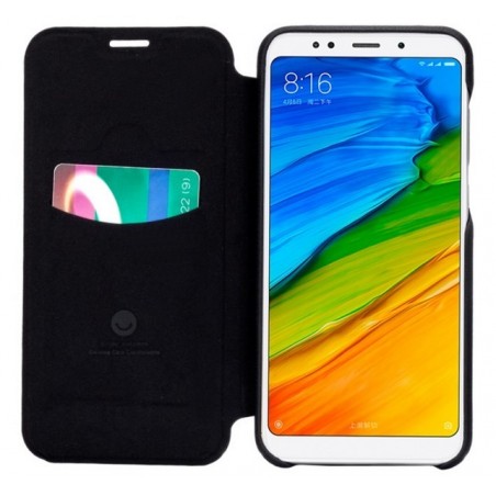 Funda Piel Flip Negra Marca Lenuo para Xiaomi Redmi 5 Plus