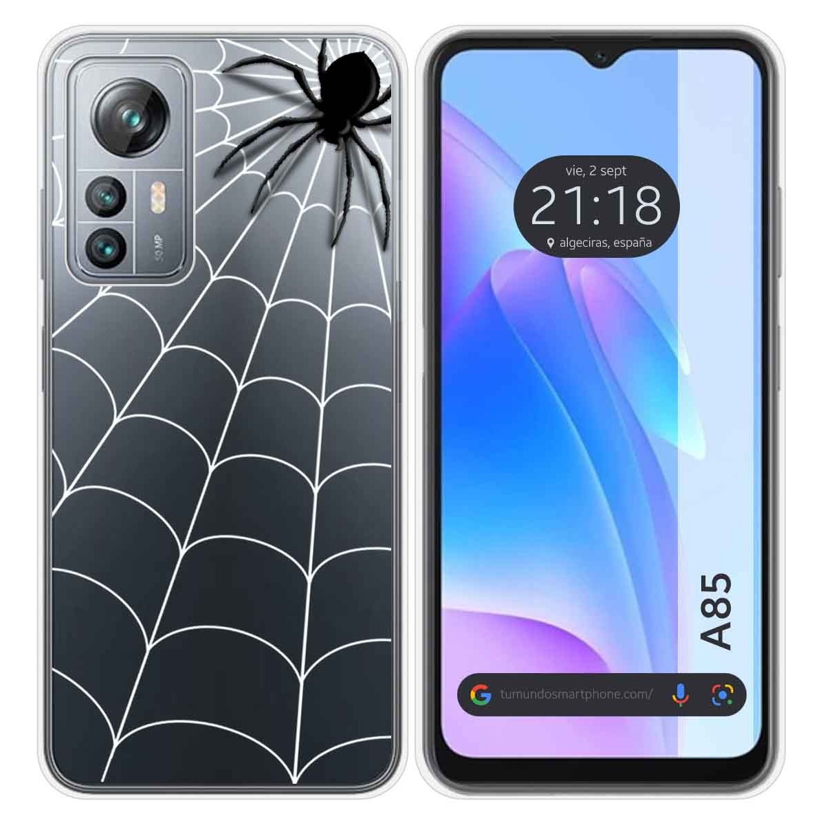 Funda Silicona Transparente para Blackview A85 diseño Araña Dibujos