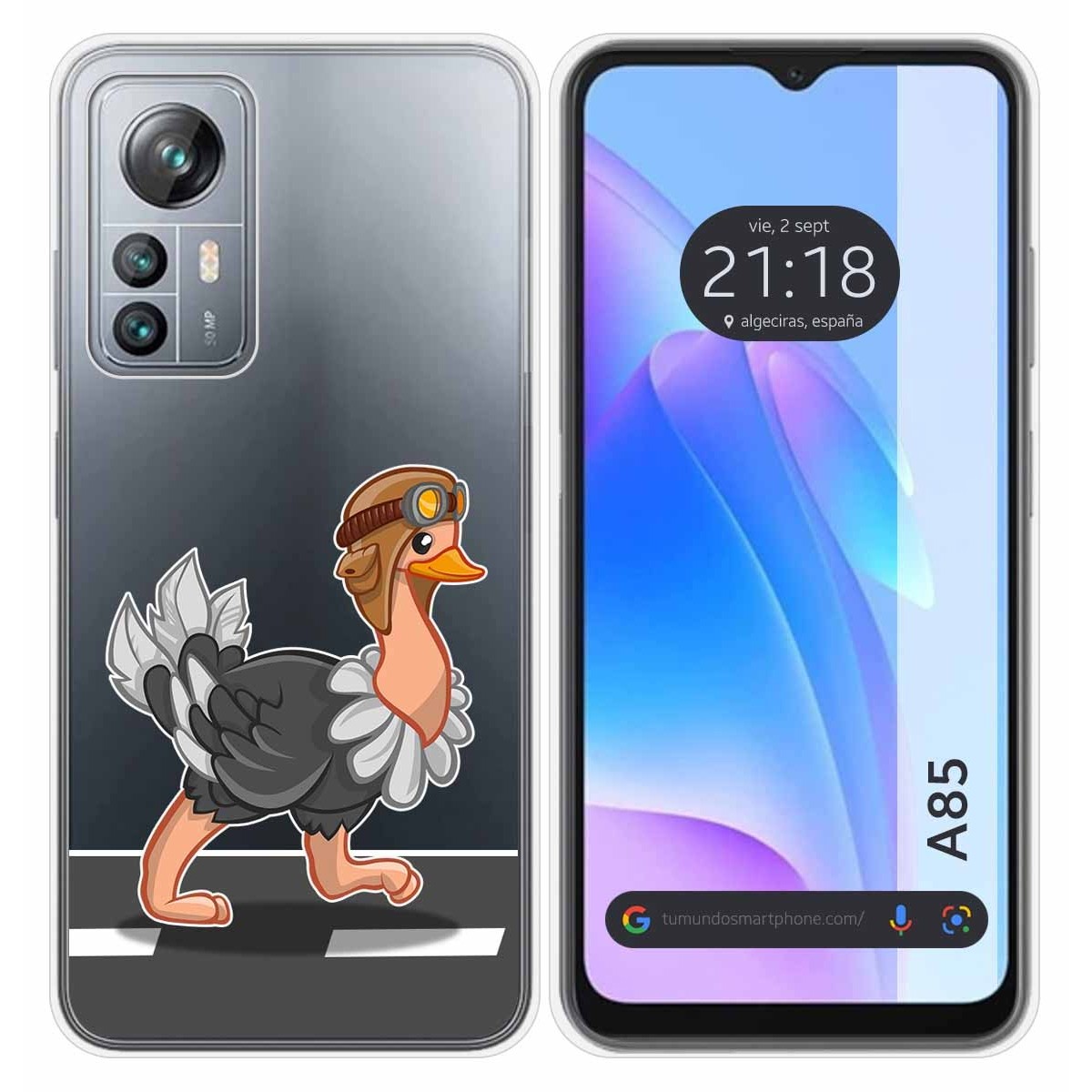 Funda Silicona Transparente para Blackview A85 diseño Avestruz Dibujos