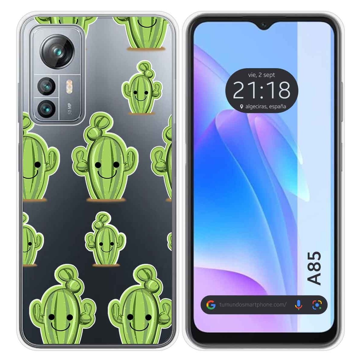 Funda Silicona Transparente para Blackview A85 diseño Cactus Dibujos