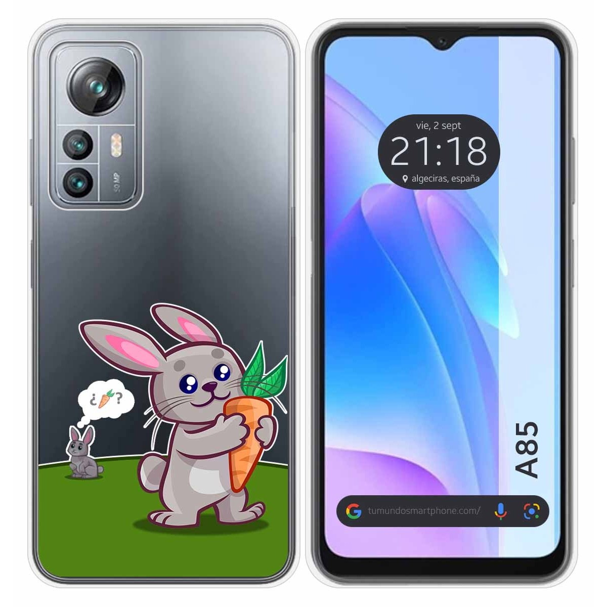 Funda Silicona Transparente para Blackview A85 diseño Conejo Dibujos