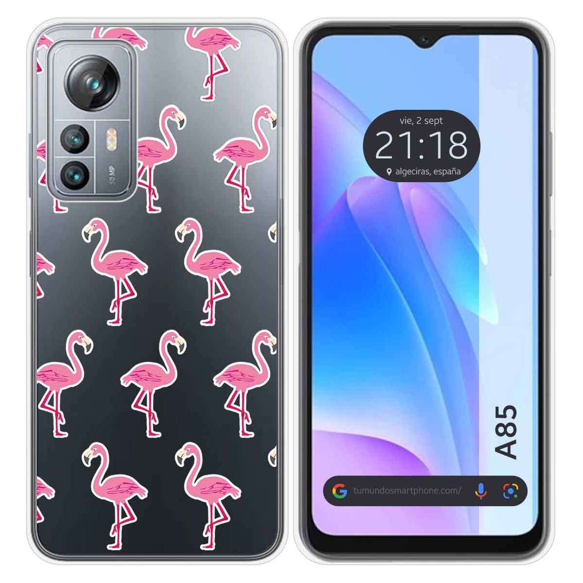 Funda Silicona Transparente para Blackview A85 diseño Flamenco Dibujos