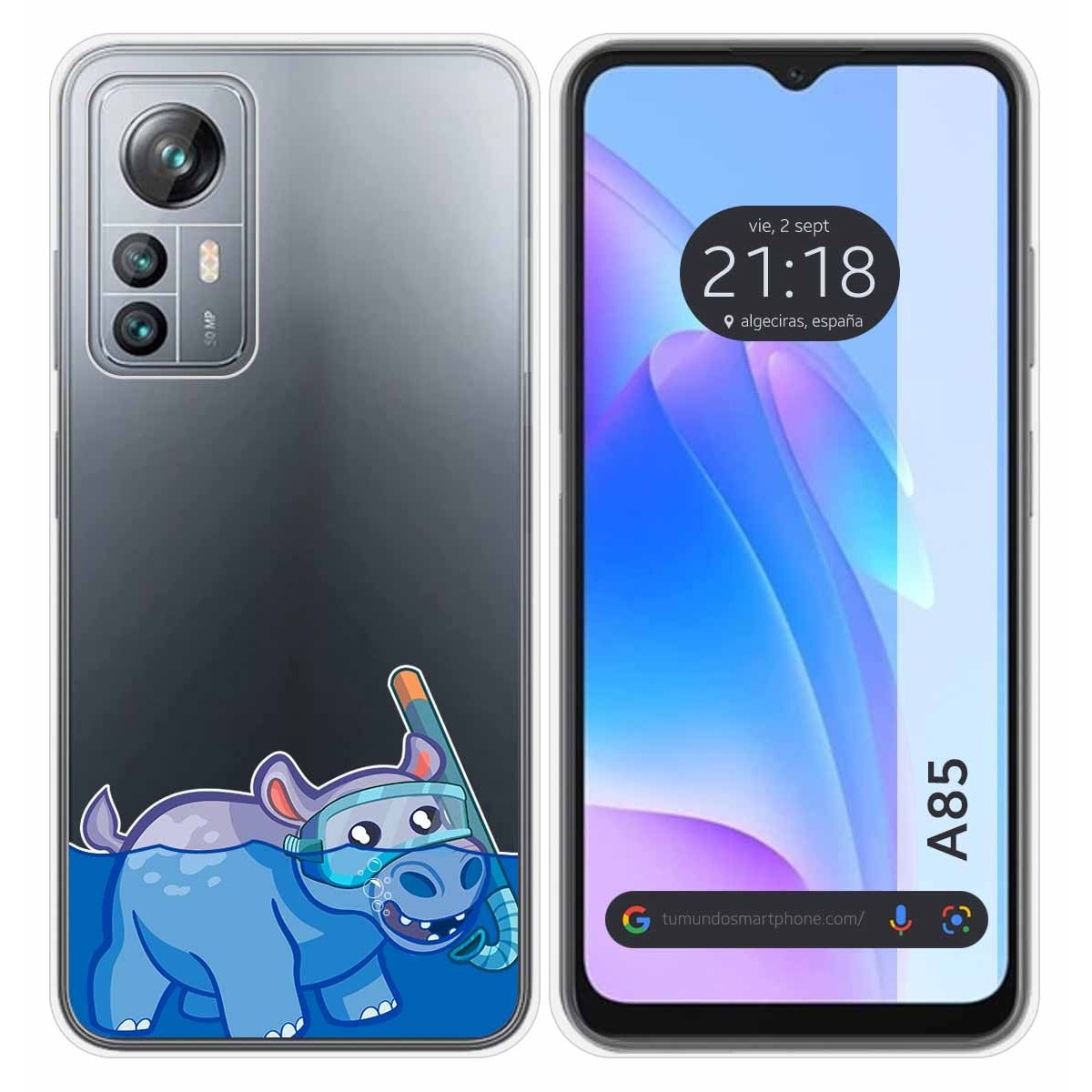 Funda Silicona Transparente para Blackview A85 diseño Hipo Dibujos