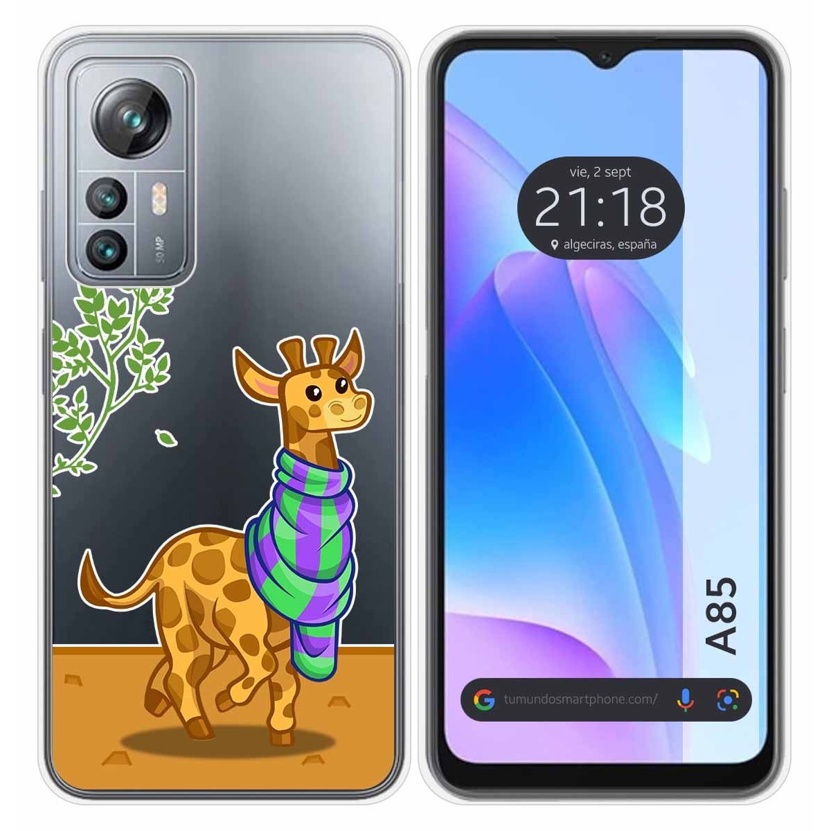 Funda Silicona Transparente para Blackview A85 diseño Jirafa Dibujos
