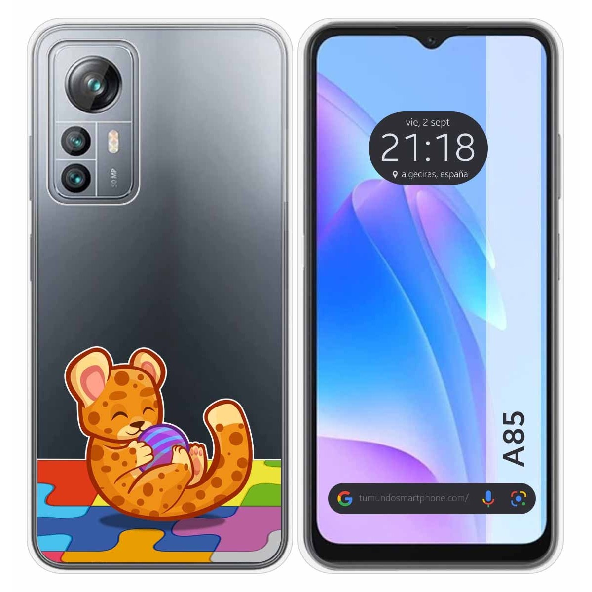 Funda Silicona Transparente para Blackview A85 diseño Leopardo Dibujos