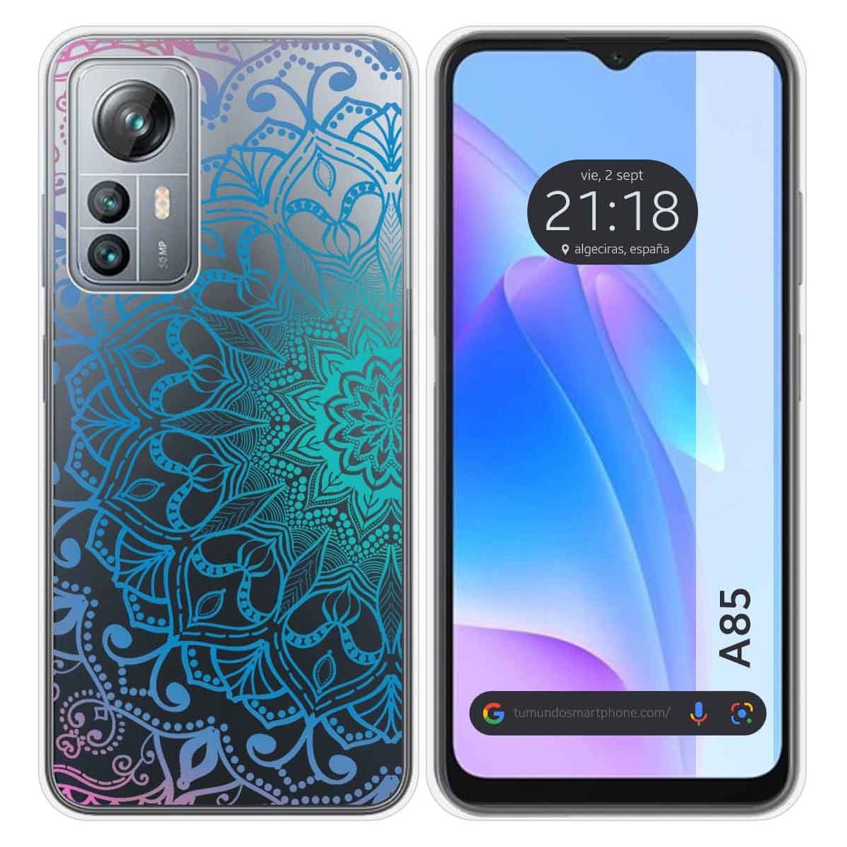 Funda Silicona Transparente para Blackview A85 diseño Mandala Dibujos