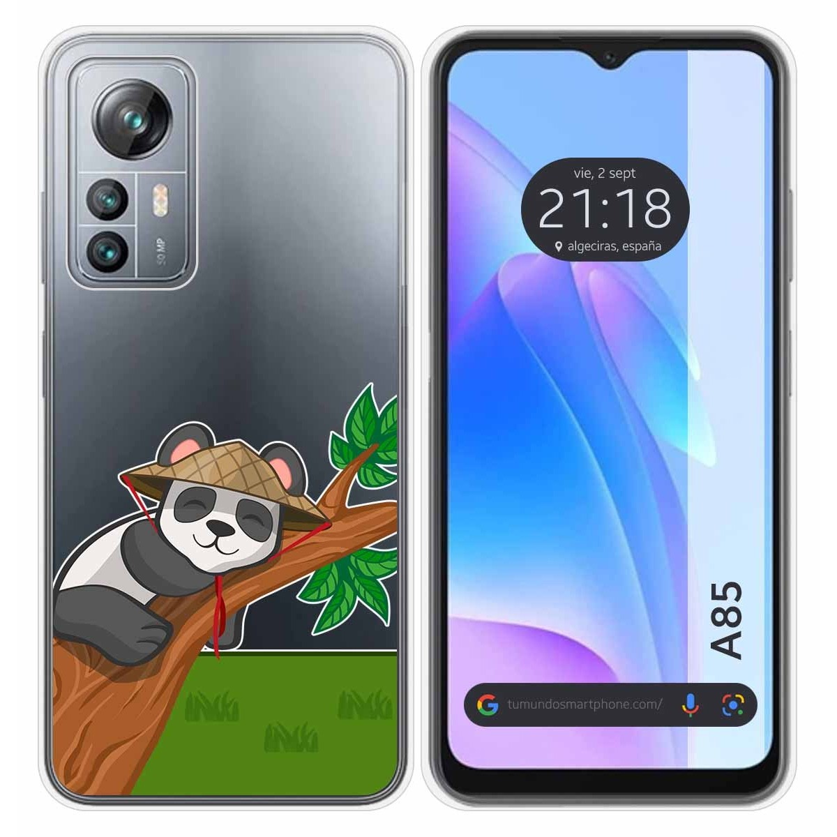 Funda Silicona Transparente para Blackview A85 diseño Panda Dibujos