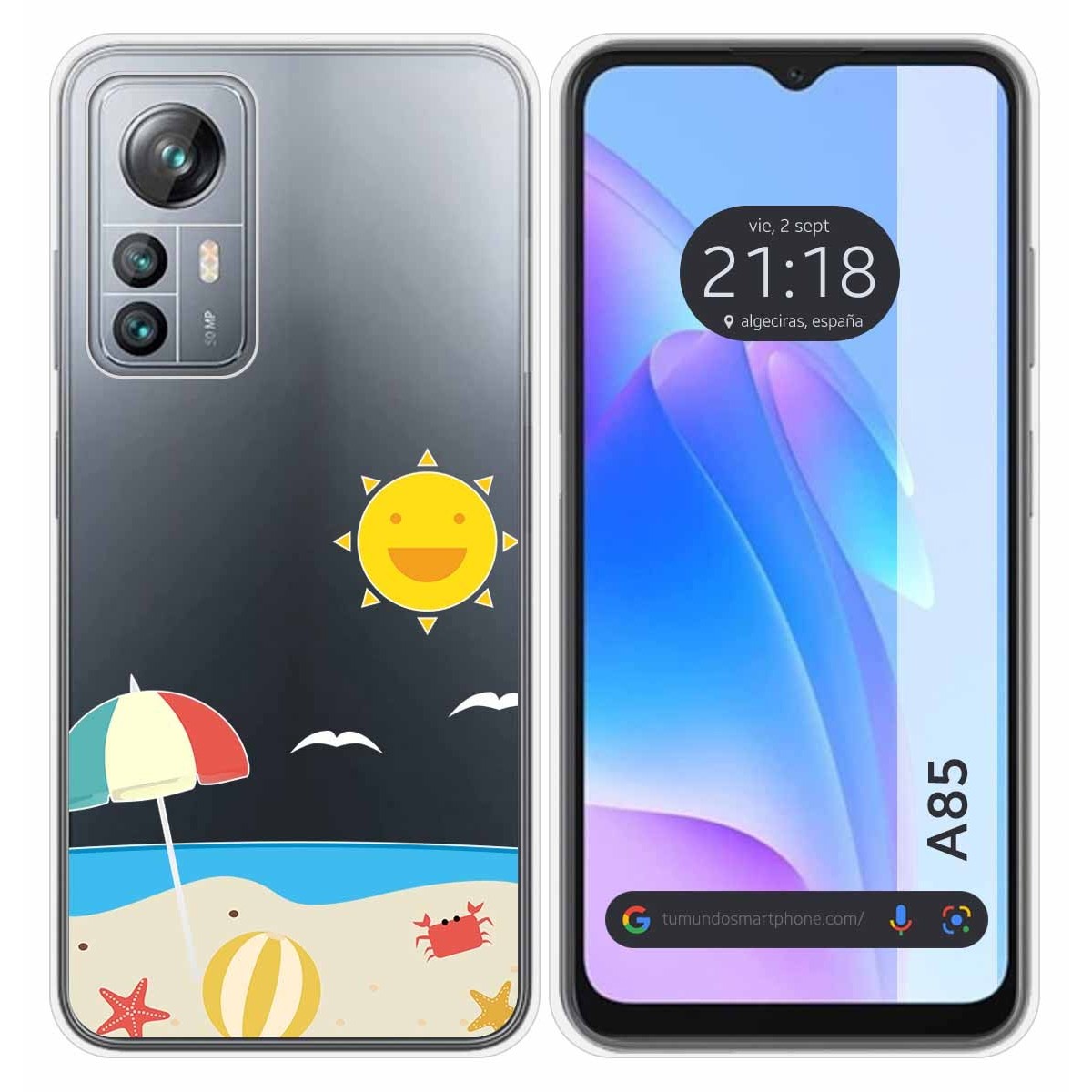 Funda Silicona Transparente para Blackview A85 diseño Playa Dibujos