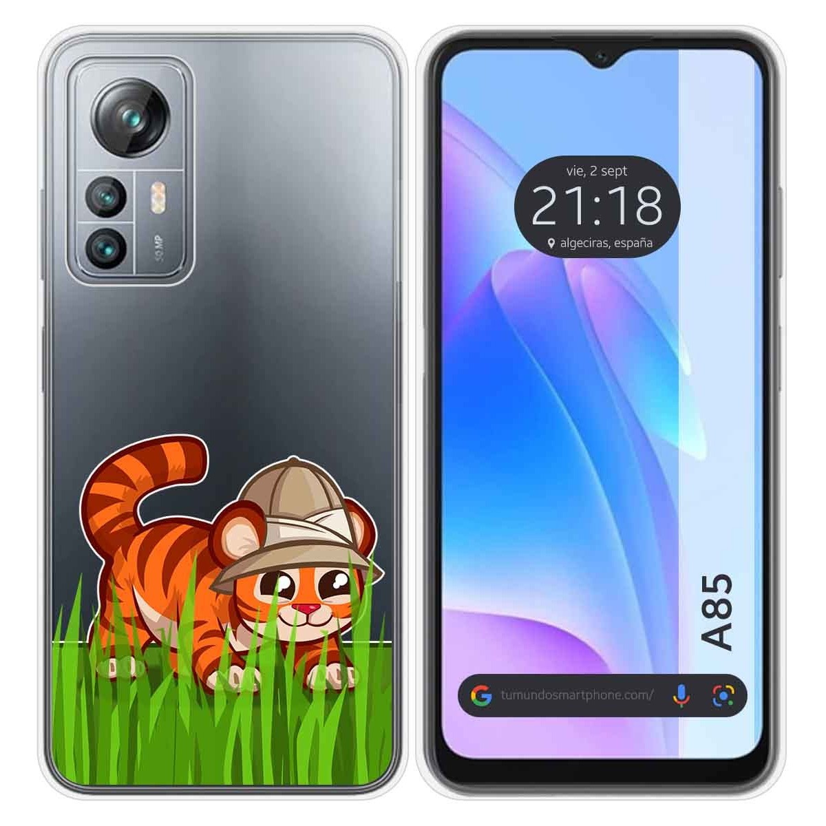 Funda Silicona Transparente para Blackview A85 diseño Tigre Dibujos