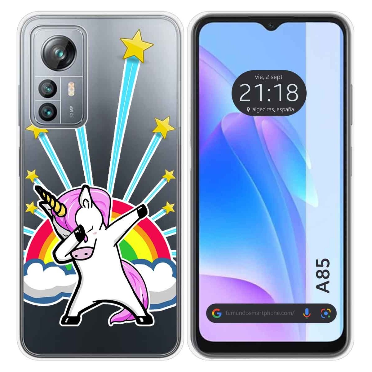 Funda Silicona Transparente para Blackview A85 diseño Unicornio Dibujos