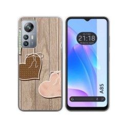 Funda Silicona para Blackview A85 diseño Corazones Madera Dibujos