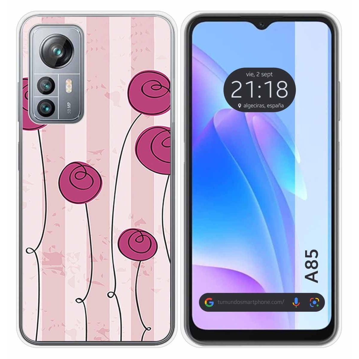 Funda Silicona para Blackview A85 diseño Flores Vintage Dibujos
