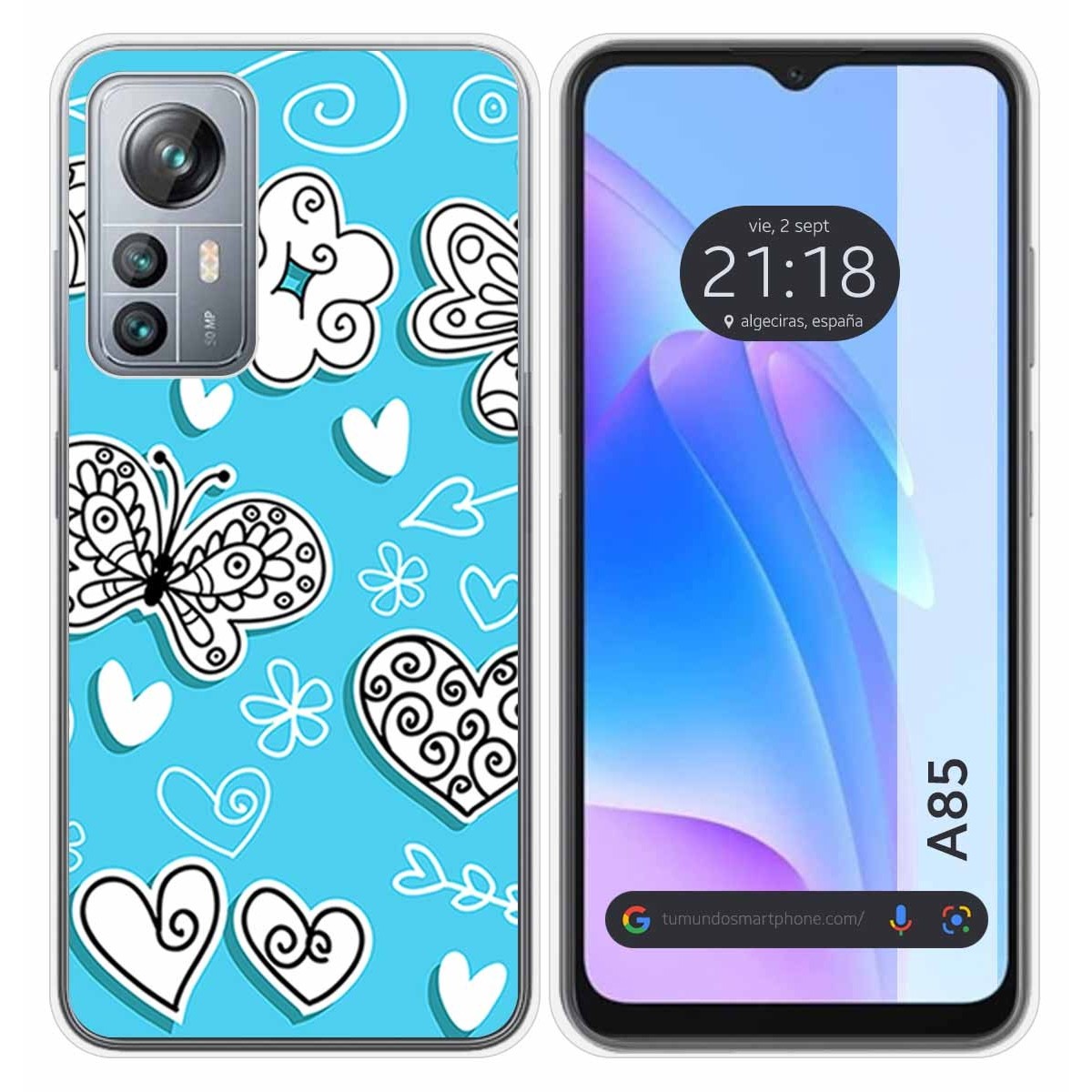 Funda Silicona para Blackview A85 diseño Mariposas Dibujos