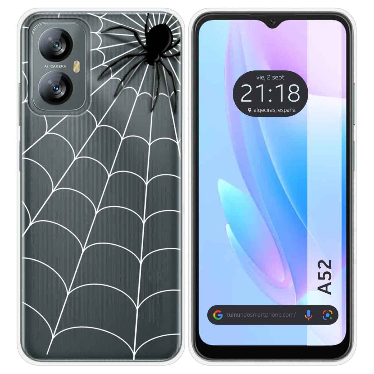 Funda Silicona Transparente para Blackview A52 diseño Araña Dibujos