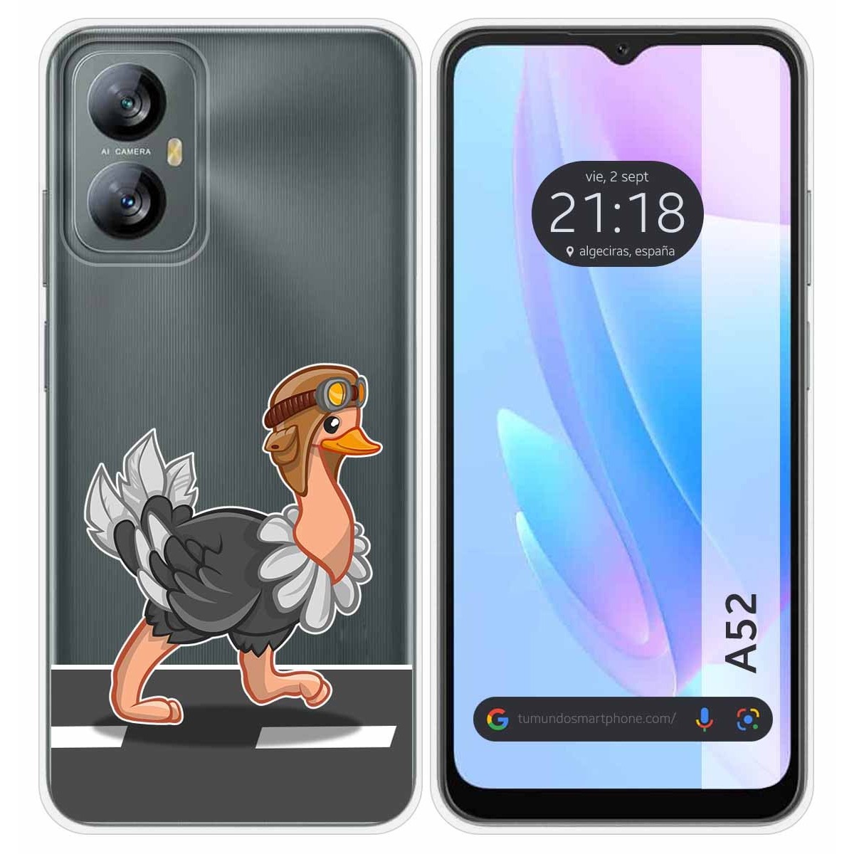 Funda Silicona Transparente para Blackview A52 diseño Avestruz Dibujos