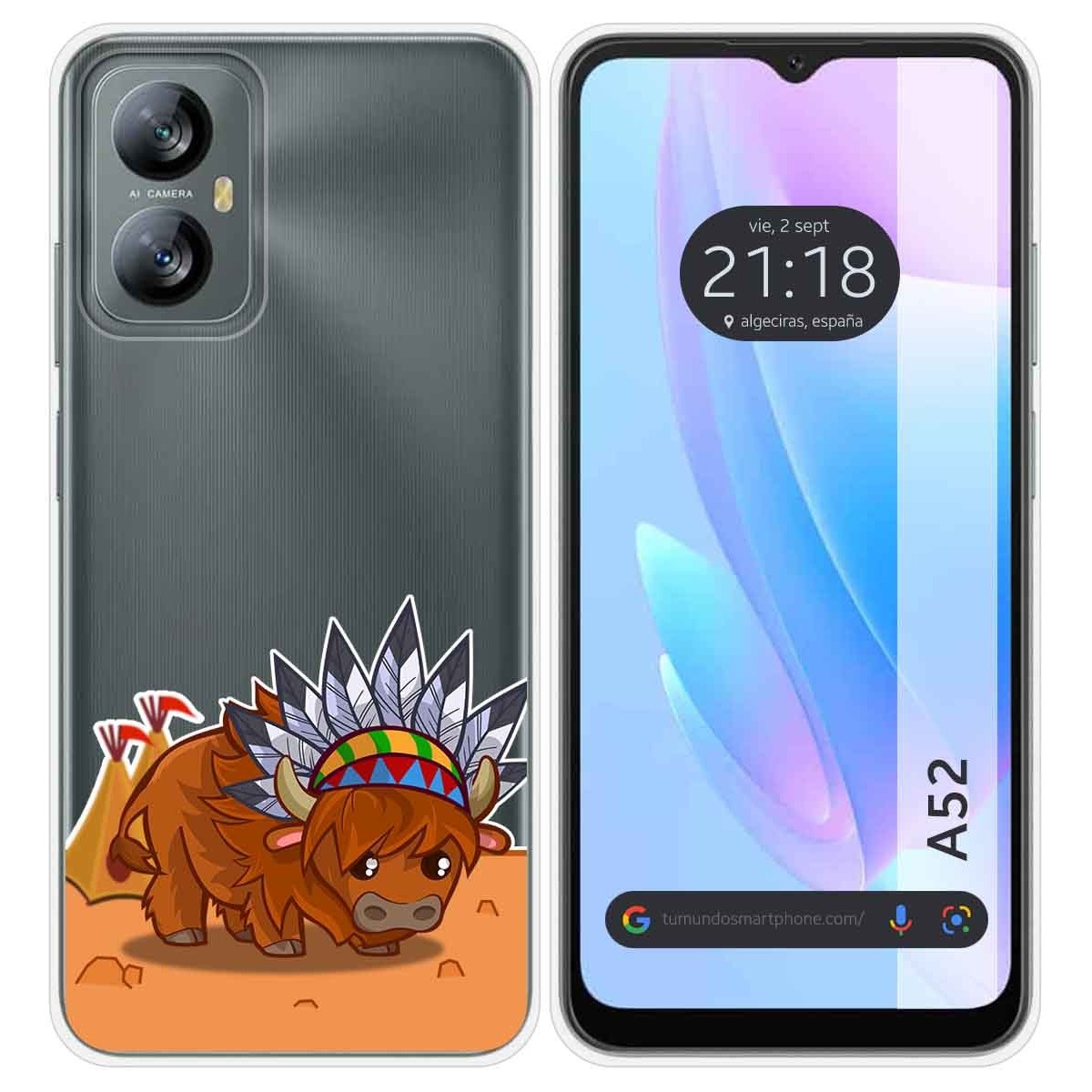 Funda Silicona Transparente para Blackview A52 diseño Bufalo Dibujos