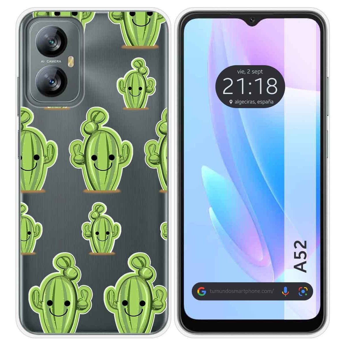 Funda Silicona Transparente para Blackview A52 diseño Cactus Dibujos