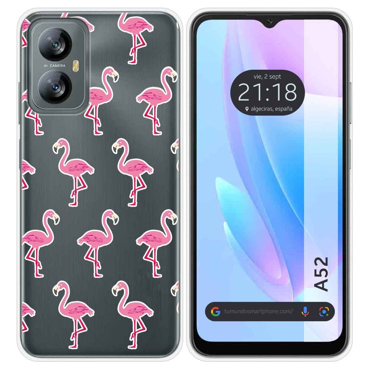 Funda Silicona Transparente para Blackview A52 diseño Flamenco Dibujos