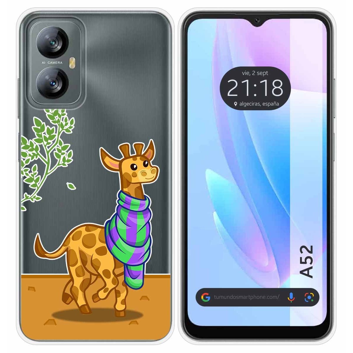 Funda Silicona Transparente para Blackview A52 diseño Jirafa Dibujos