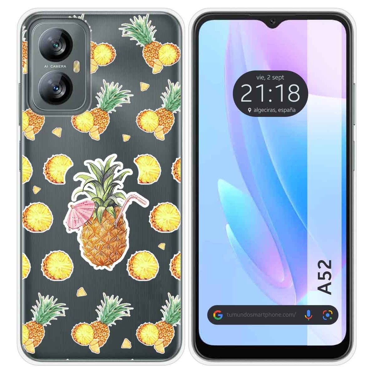 Funda Silicona Transparente para Blackview A52 diseño Piña Dibujos
