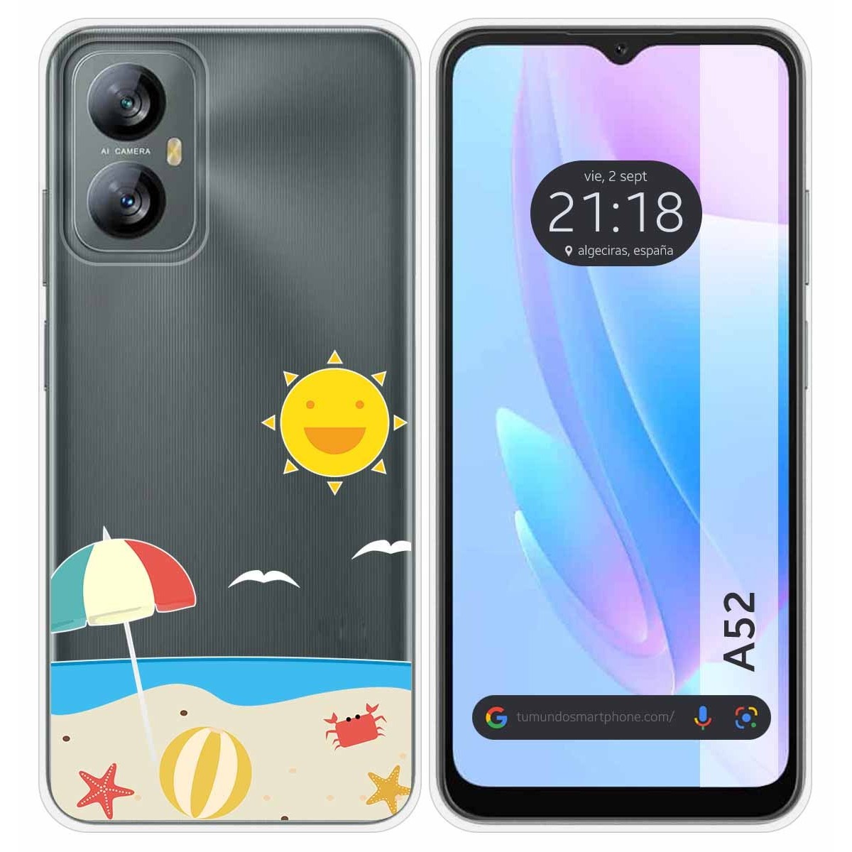 Funda Silicona Transparente para Blackview A52 diseño Playa Dibujos