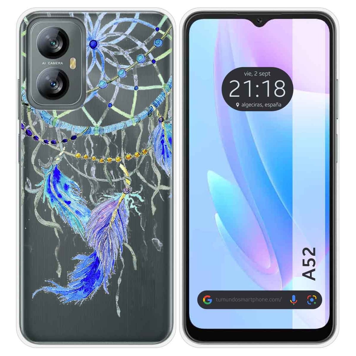 Funda Silicona Transparente para Blackview A52 diseño Plumas Dibujos
