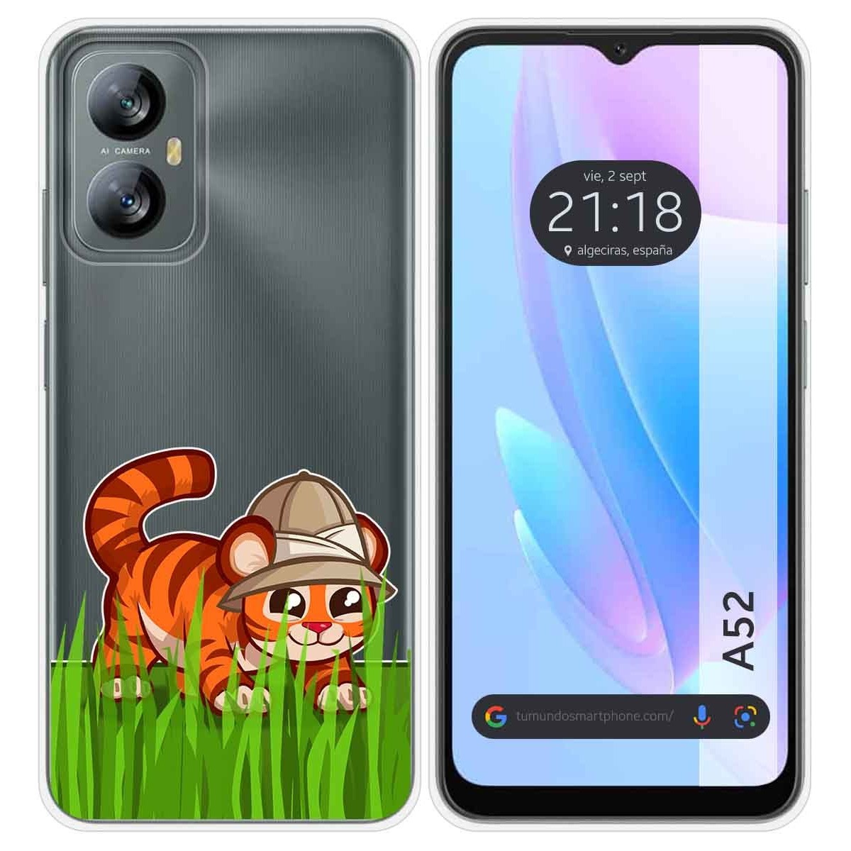 Funda Silicona Transparente para Blackview A52 diseño Tigre Dibujos