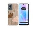 Funda Silicona para Blackview A52 diseño Corazones Madera Dibujos