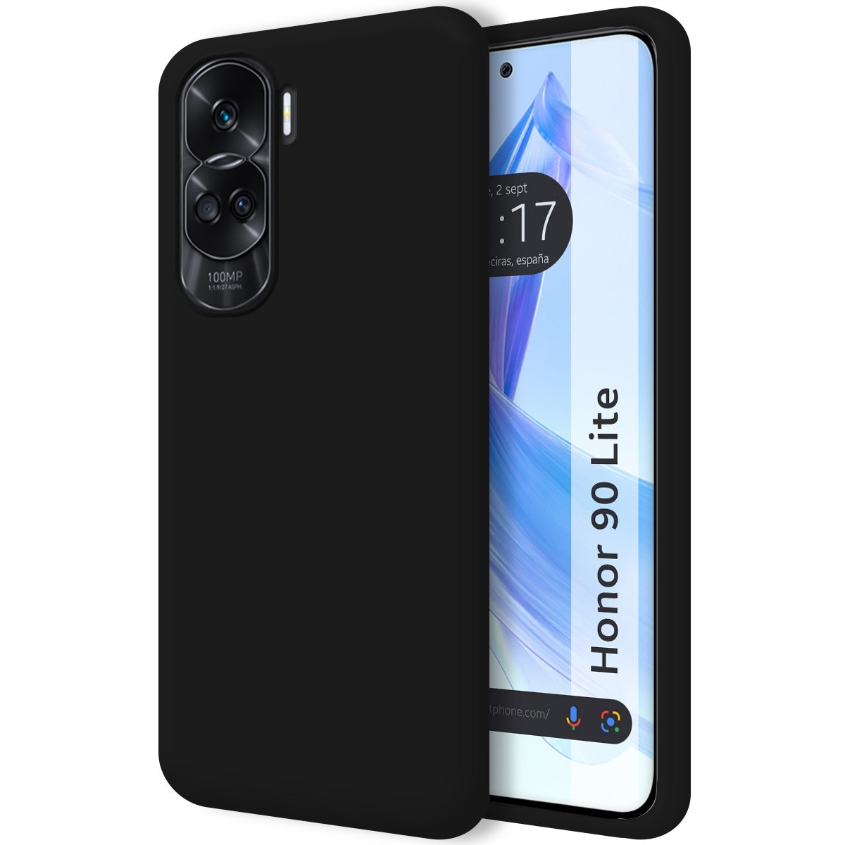 Funda Silicona Líquida Ultra Suave compatible con Huawei Honor 90 lite 5G color Negra
