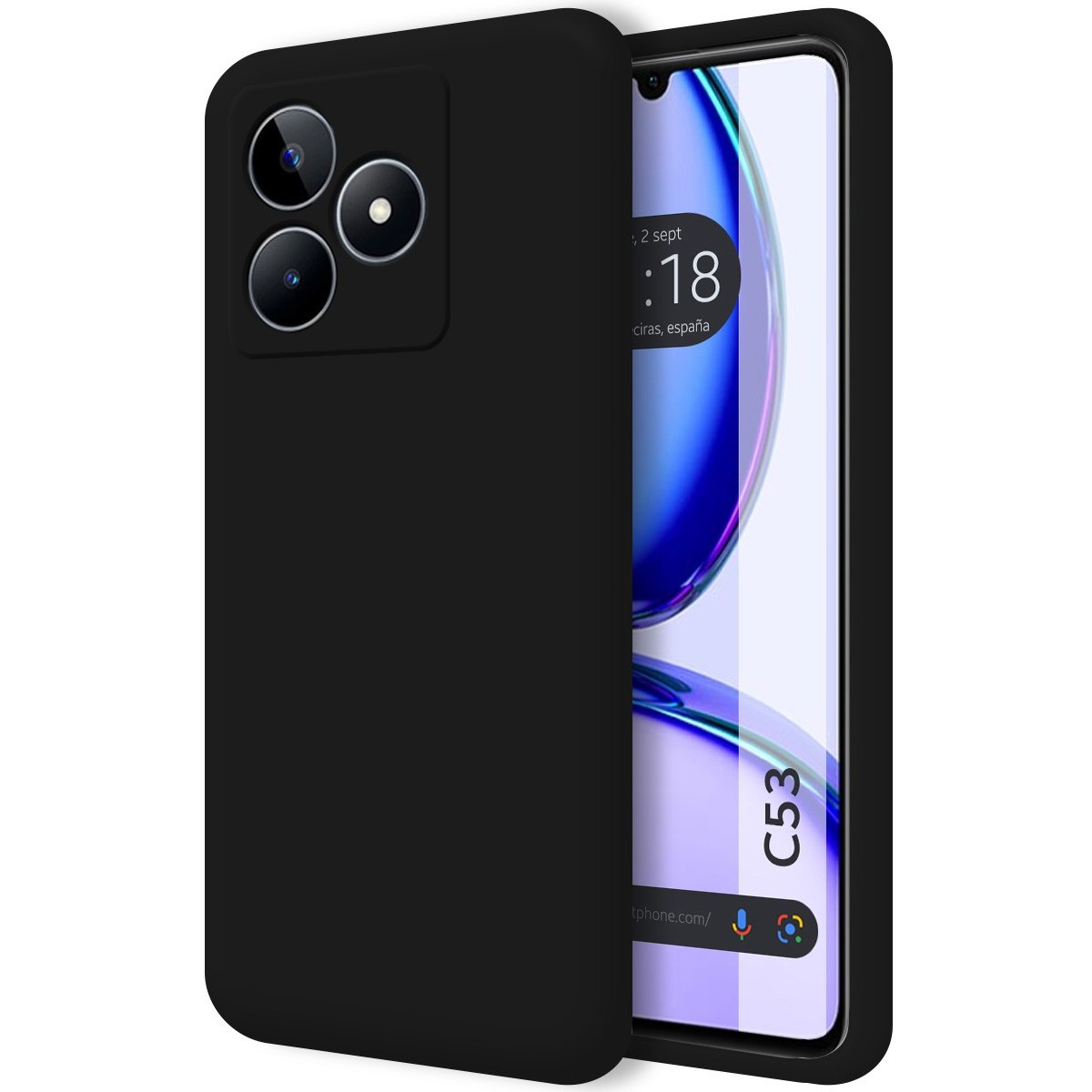 Funda Silicona Líquida Ultra Suave para Realme C53 color Negra