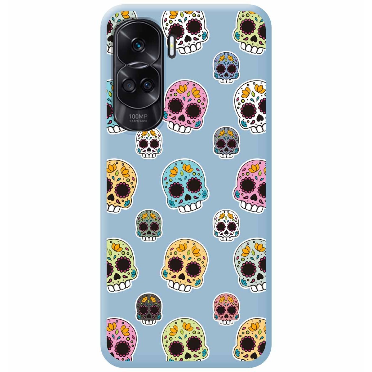 Funda Silicona Líquida Azul compatible con Huawei Honor 90 lite 5G diseño Catrina Dibujos