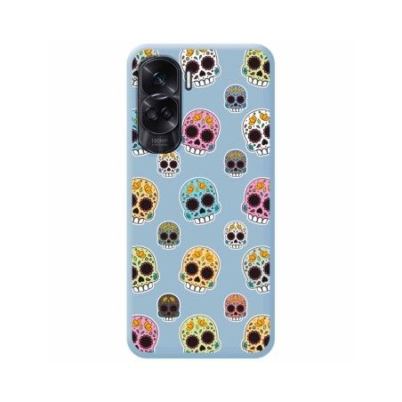 Funda Silicona Líquida Azul compatible con Huawei Honor 90 lite 5G diseño Catrina Dibujos