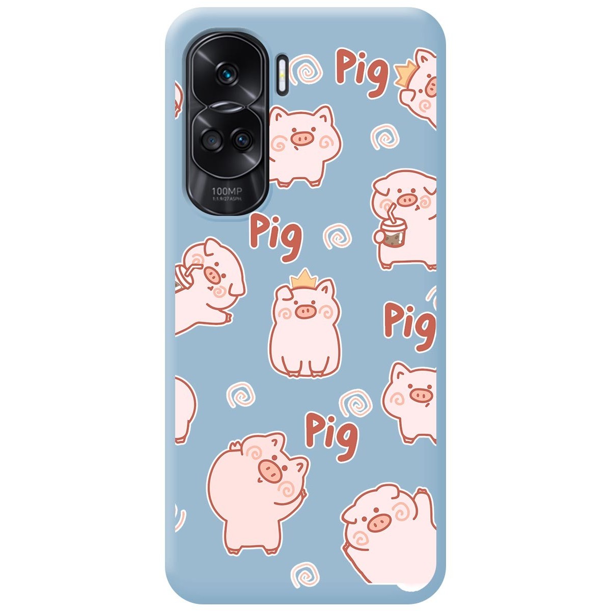 Funda Silicona Líquida Azul compatible con Huawei Honor 90 lite 5G diseño Cerdos Dibujos