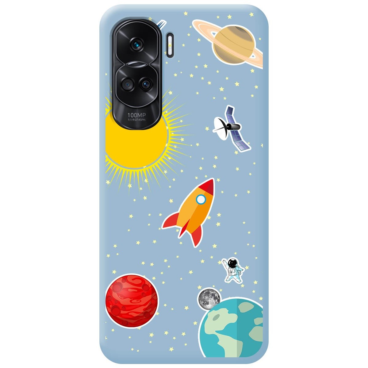 Funda Silicona Líquida Azul compatible con Huawei Honor 90 lite 5G diseño Espacio Dibujos
