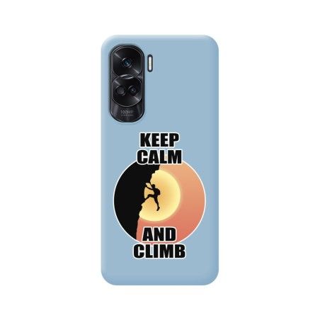 Funda Silicona Líquida Azul compatible con Huawei Honor 90 lite 5G diseño Hombre Escalada Dibujos