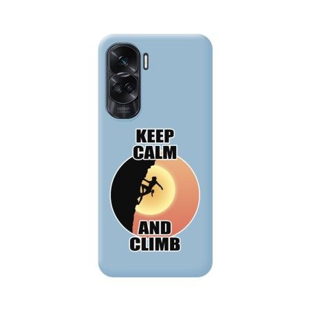 Funda Silicona Líquida Azul compatible con Huawei Honor 90 lite 5G diseño Mujer Escalada Dibujos