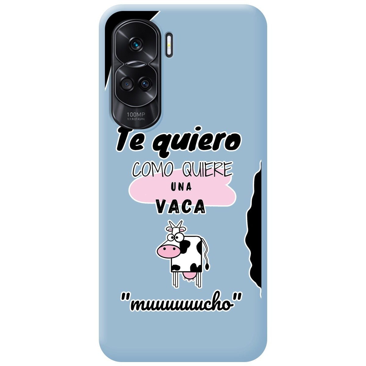 Funda Silicona Líquida Azul compatible con Huawei Honor 90 lite 5G diseño Vaca Dibujos