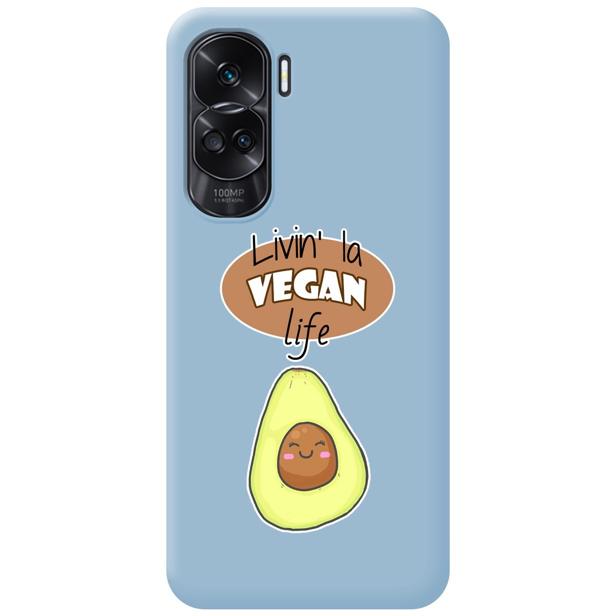 Funda Silicona Líquida Azul compatible con Huawei Honor 90 lite 5G diseño Vegan Life Dibujos