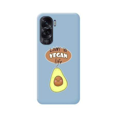Funda Silicona Líquida Azul compatible con Huawei Honor 90 lite 5G diseño Vegan Life Dibujos