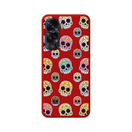 Funda Silicona Líquida Roja compatible con Huawei Honor 90 lite 5G diseño Catrina Dibujos