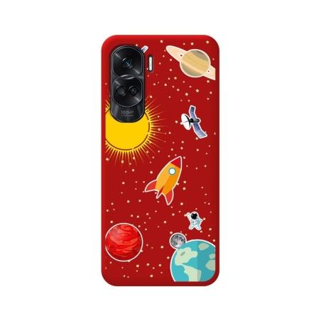 Funda Silicona Líquida Roja compatible con Huawei Honor 90 lite 5G diseño Espacio Dibujos