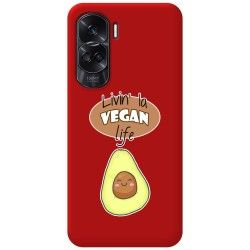 Funda Silicona Líquida Roja compatible con Huawei Honor 90 lite 5G diseño Vegan Life Dibujos