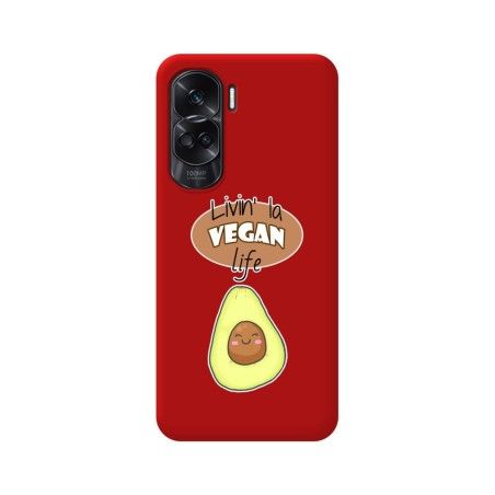Funda Silicona Líquida Roja compatible con Huawei Honor 90 lite 5G diseño Vegan Life Dibujos