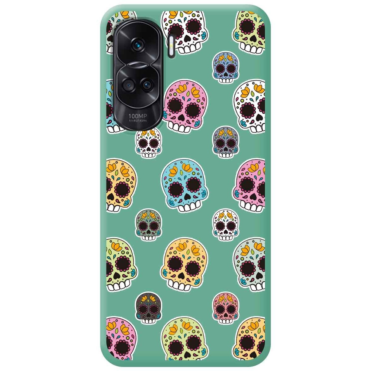 Funda Silicona Líquida Verde compatible con Huawei Honor 90 lite 5G diseño Catrina Dibujos