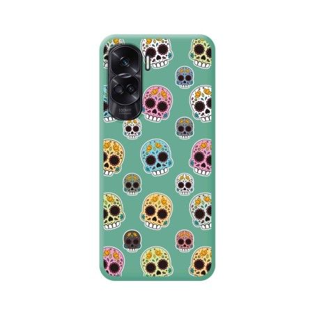 Funda Silicona Líquida Verde compatible con Huawei Honor 90 lite 5G diseño Catrina Dibujos